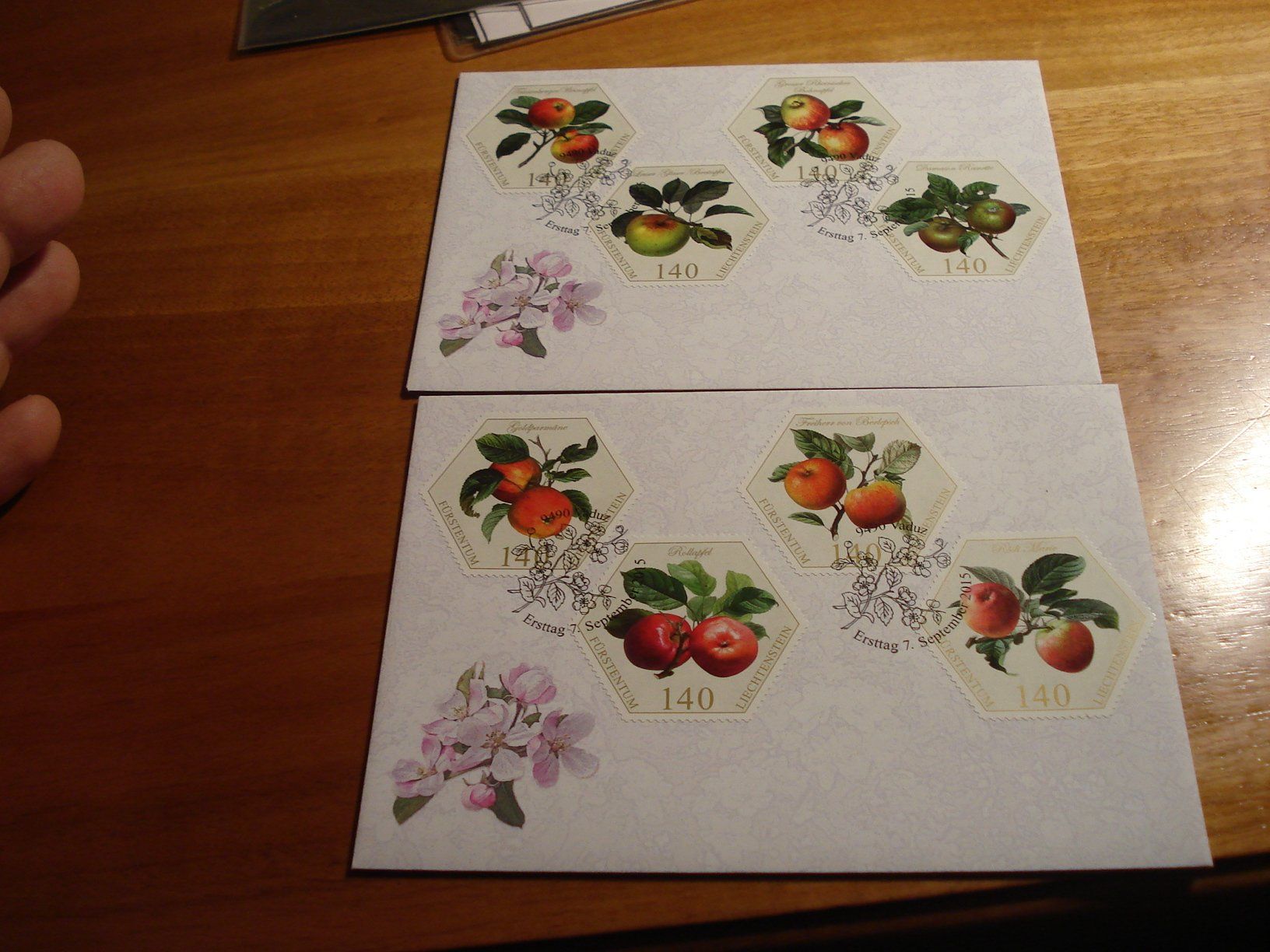 Alle Briefmarken: Liechtenstein 2 FDC 2015 Satz Früchte – Gebraucht aus Niederwil AG von morostahu 2