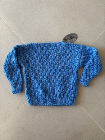 Gestrickter Pullover blau Kinder Grösse 98 neu Handmade