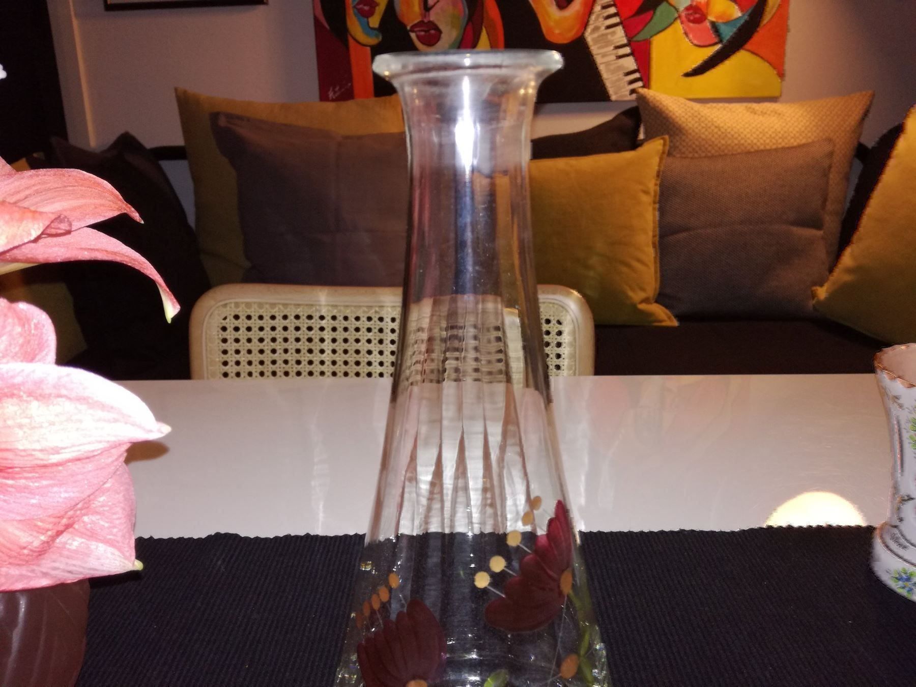 Caraffe: GLASKARAFFE MIT BUNTEM  BLUMENDEKOR – Usato da Locarno venduto da ICARO8 3