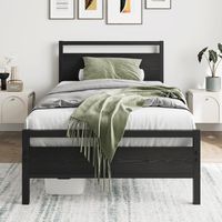 Bett Bettgestell 90x200 Metallbett mit Lattenrost schwarz