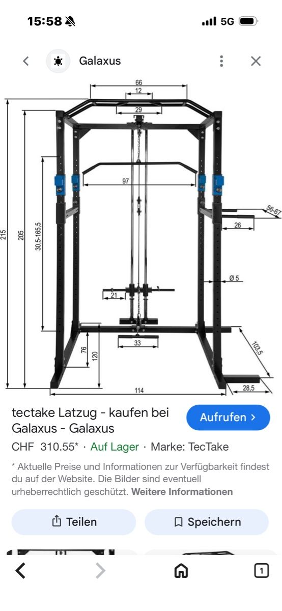 TecTake Hometrainer: Kraftturm Power Cage – Gebraucht aus Siglistorf von neinnein 4