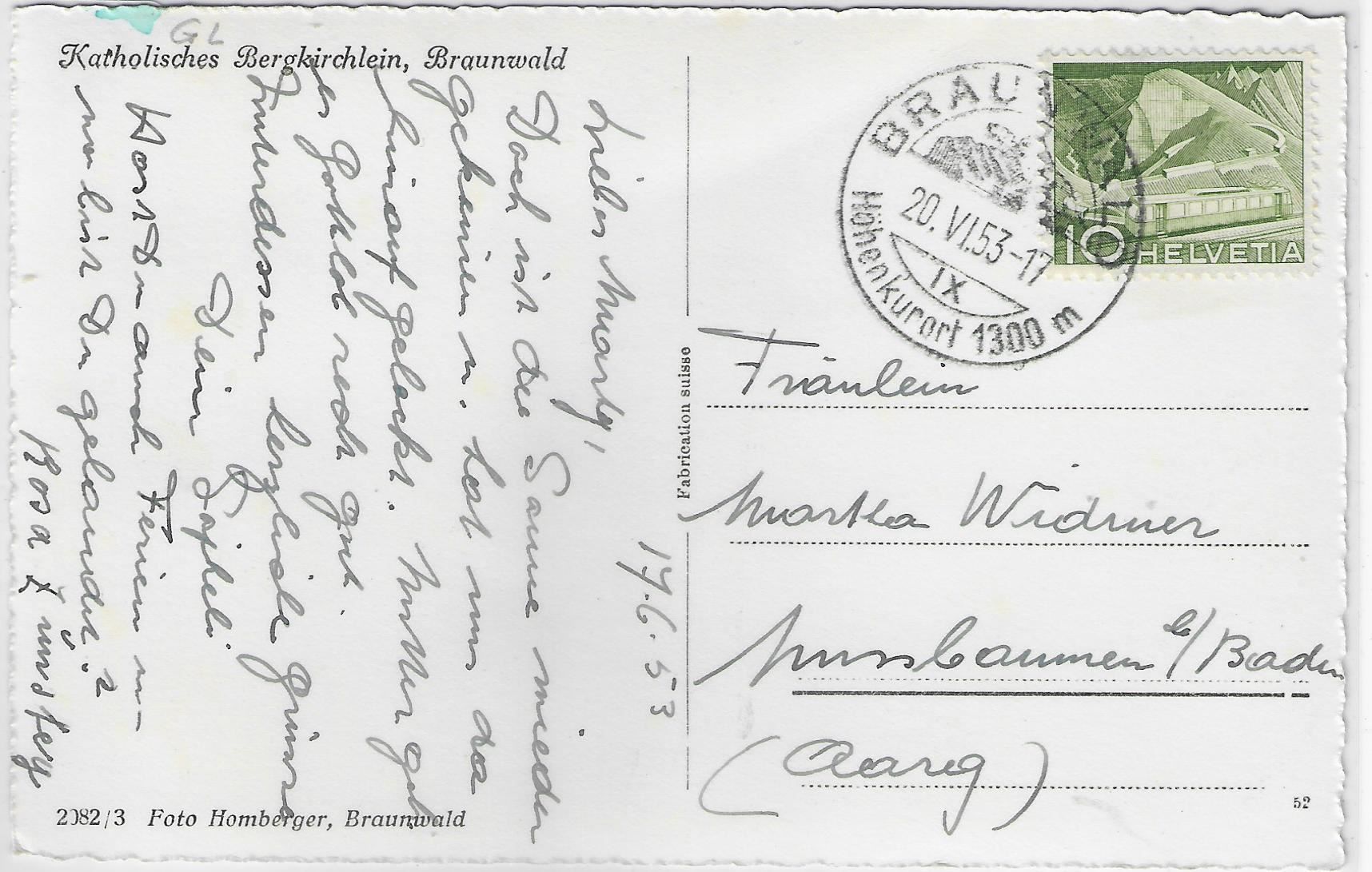 Cartoline postali: Katholisches Bergkirchlein - Braunwald – Antico da Ettingen venduto da Kartenplanet 1