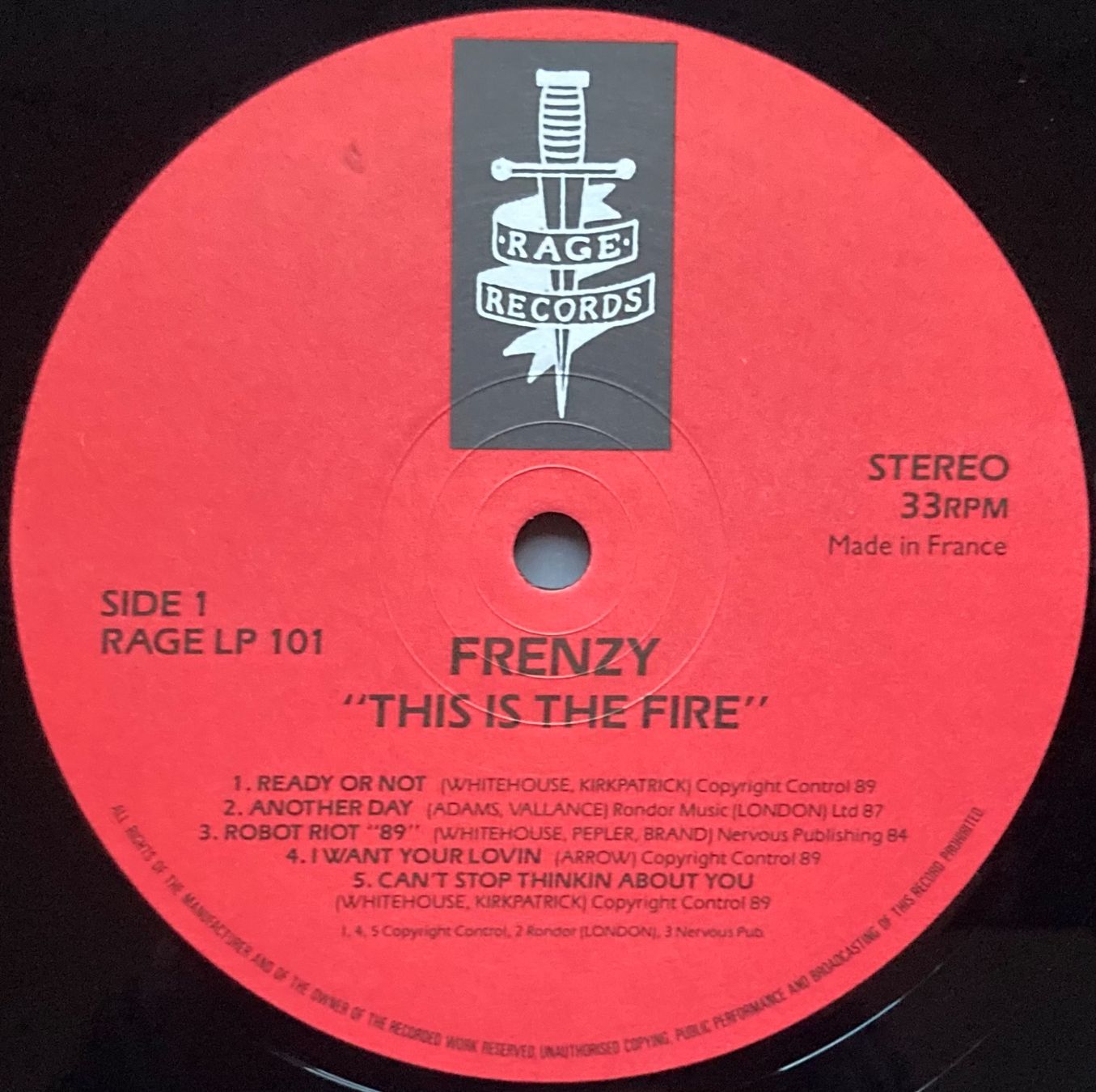 Vinyles: FRENZY - THIS IS THE FIRE – D'occasion à Poliez-Pittet par Newtown-Records 3