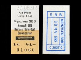 Menziken SBB Reinach SBB Beromünster Edmondsonsches Billett