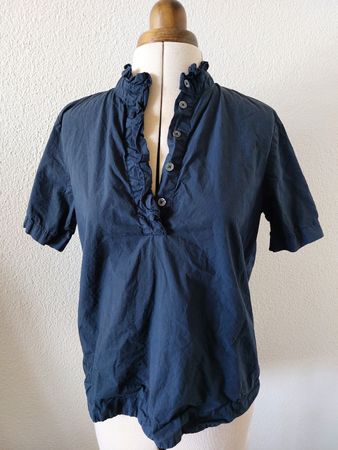 0039 Italy Damen Bluse dunkelblau Baumwolle Grösse S