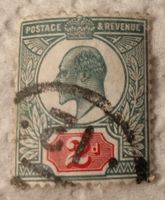 Timbre 2 Pence 1902-11 verte-rouge Édouard VII