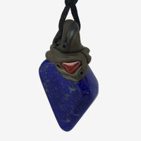 Lapislazuli Steinanhänger mit zusätzlich eingefasstem Jaspis