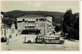 Postgebäude BADEN mit Postauto AG gel. 1931!