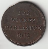 1812 Job Wilkes Darlaston Token Münze ANTIK GB One Penny
