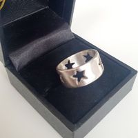 Bandring aus 925er Sterling-Silber mit  Sternen gr 17,6 mm