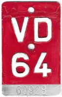 Velonummer 1964 Waadt Vaud VD 64