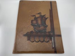 Antike und alte A4 Leder Dokumentenmappe - O. Schulze
