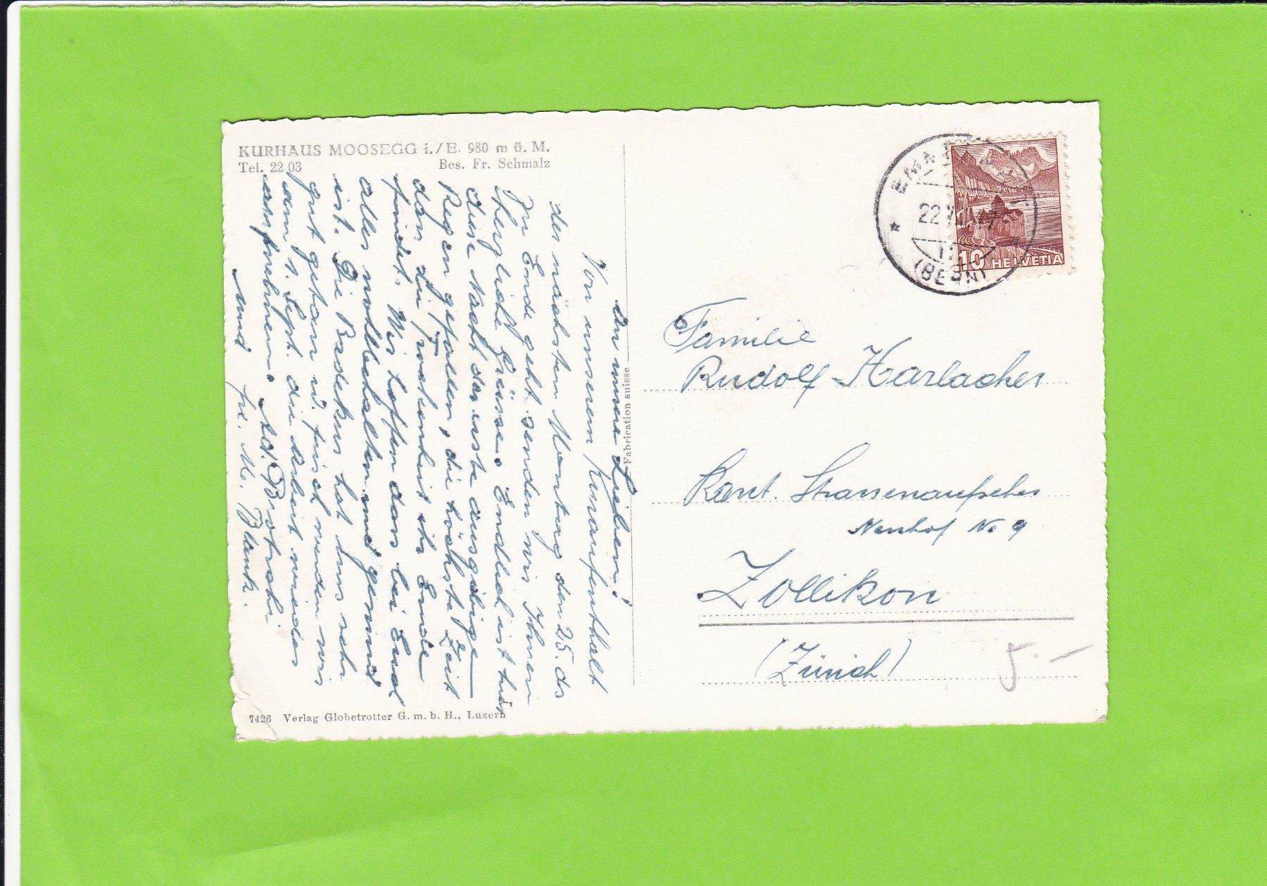 Cartoline postali: Kurhaus Moosegg i/E. – Usato da St. Peterzell venduto da neckertal 1