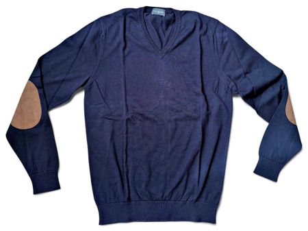 PELIKAMO V-Ausschnitt Pullover mit Ellbogen Patches 💙