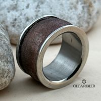 Edelstahl Statement  Ring in braun Grösse 60