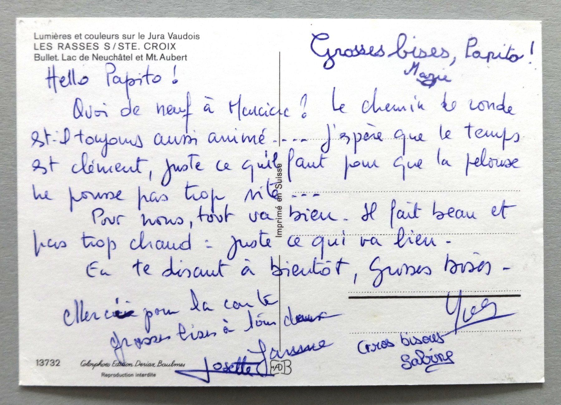 Cartoline postali: Les Rasses s/Ste Croix – Usato da Fétigny venduto da Billy2miny 1