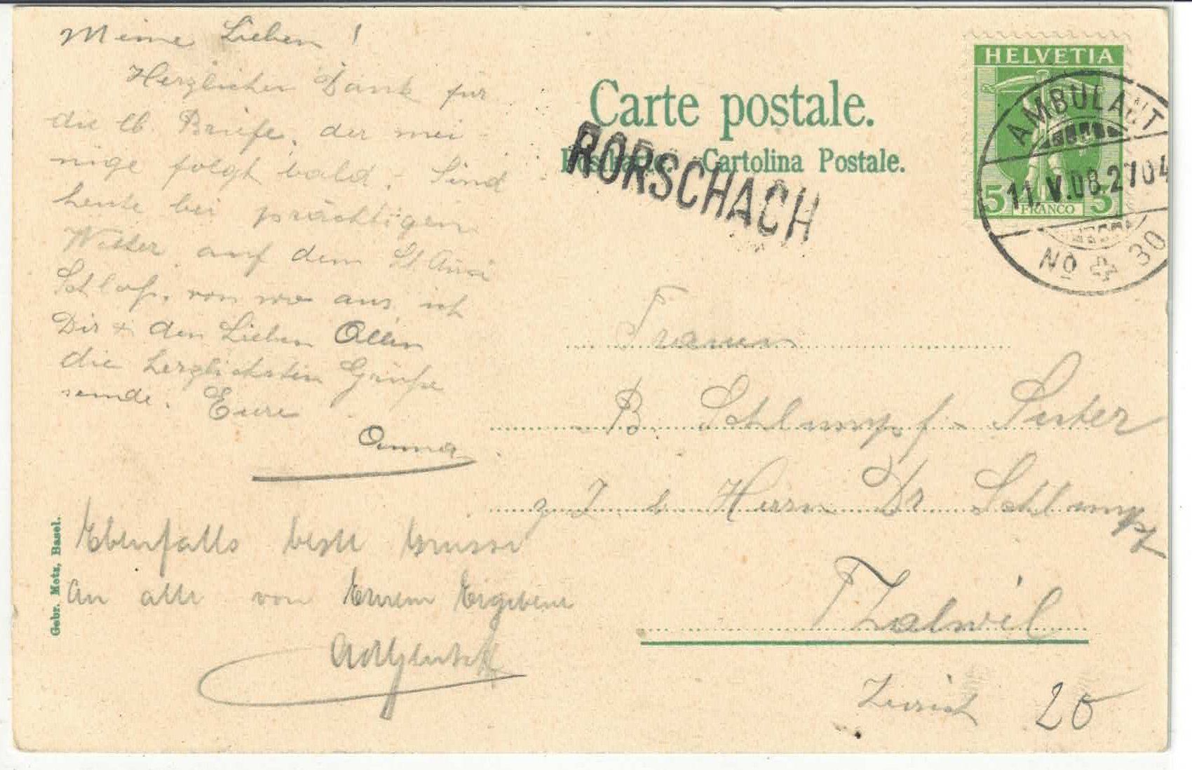 Cartes postales: St. Anna-Schloss mit Rorschach und Bodensee - Litho – D'occasion à Ettingen par Kartenplanet 1
