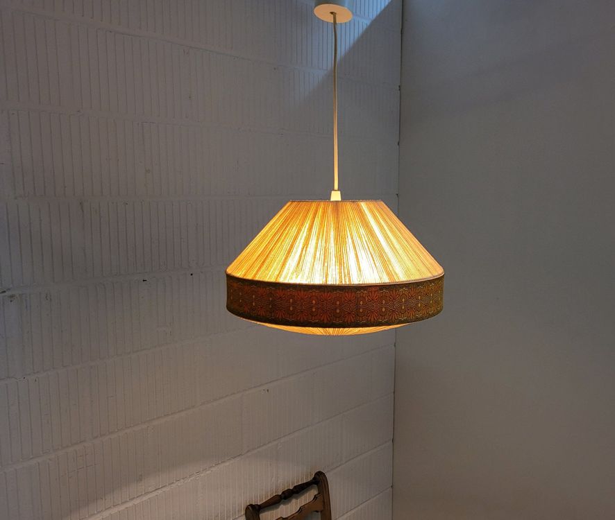 LEDSone Hängelampe Retro Design - Rattan-Look Pendelleuchte, Orange, Verstellbar, E27 Sockel, 95 Cm Kabel
