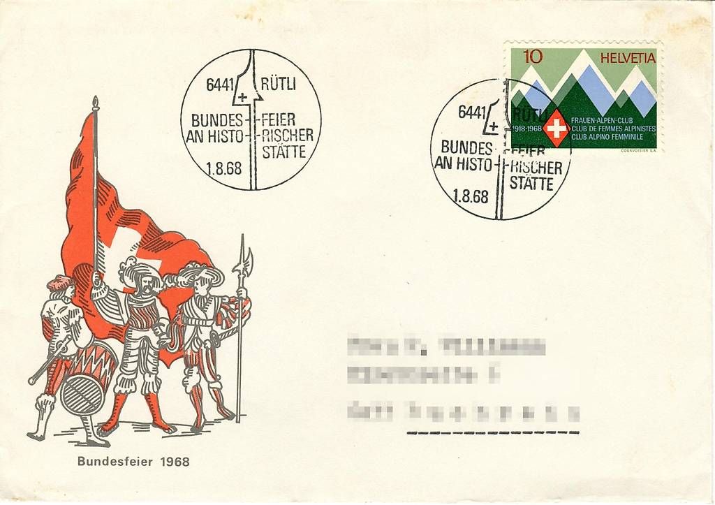 Tutti i francobolli: FDC Schweiz 1968 - Bundesfeier Rütli - Sonderstempel – Usato da Baldegg venduto da collect.hub