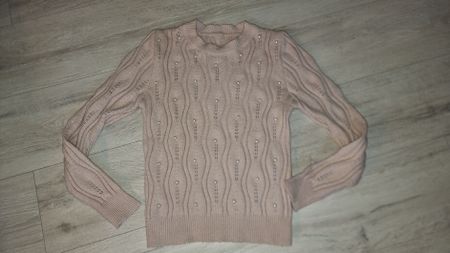 Rosa Strickpullover mit Perlen, Grösse 36, neuwertig