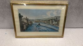 Alte Zuerich Grafik im Goldrahmen - Seltenes Sammlerstueck!