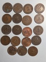19 deutsche 2 Pfennig Münzen verschiedene Jahrgänge