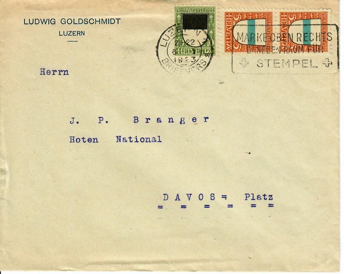 Tutti i francobolli: Brief, Ludwig Goldschmidt Luzern 1922 – Usato da Hochdorf venduto da Ziegel-16