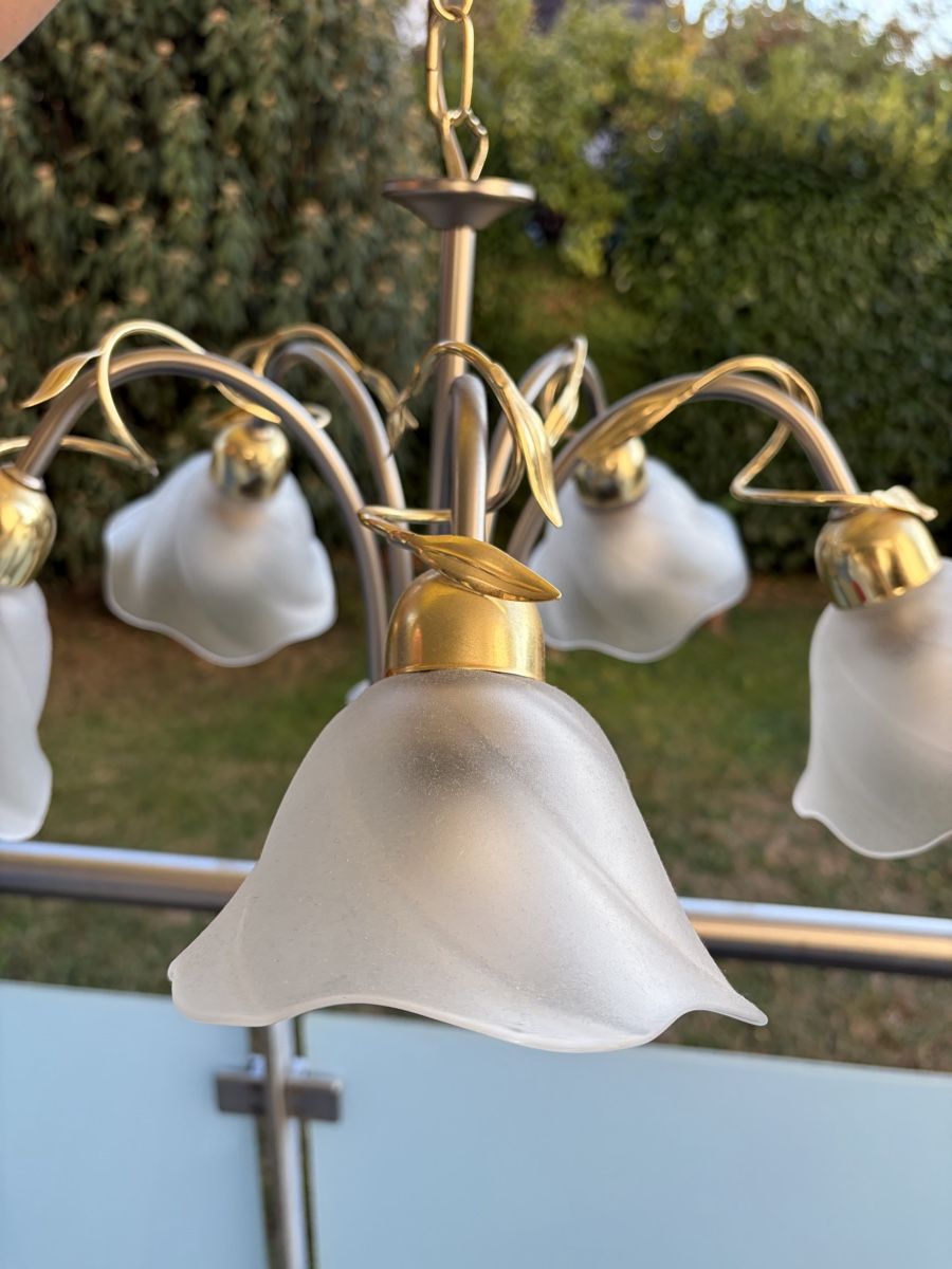 Kronleuchter & Deckenlampen: Deckenleuchte Messing mit 5 Glasschirmen – Gebraucht aus Zürich von dor_9l9g 1