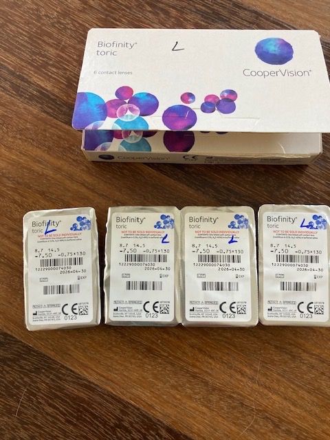 Kontaktlinsen: Biofinity Toric - 5 Monatslinsen - Sph: -7.5, Cyl: -0.75, Ax – Neu (gemäss Beschreibung) aus Pfäffikon ZH von GZHDZV 1