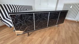Sideboard Ambiente, 4 Türen, Glas schwarz gemustert