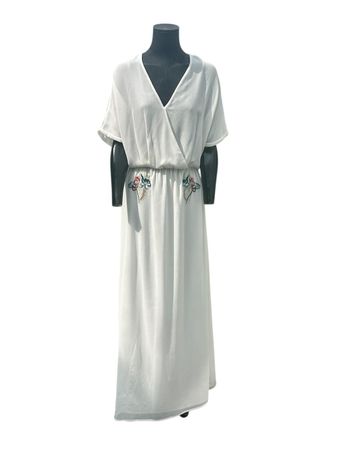 Sommerliches Maxikleid, Weiss mit Stickerei, Grösse 38/M