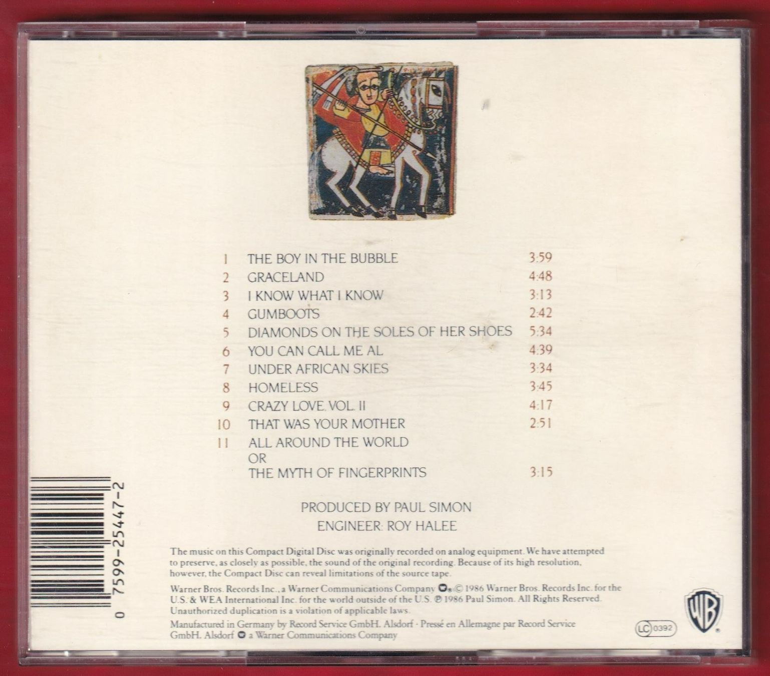 CD: Paul Simon - Graceland (CD) – Usato da Zürich venduto da Pfluftl2000 1