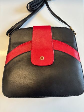 Vintage Aigner Handtasche, schwarz-rot, zeitlos,