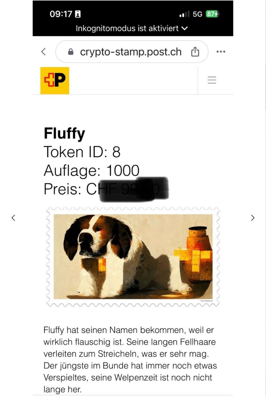 SCHWEIZ SWISS 2023 CRYPTO STAMP ID 8 FLUFFY BRIEFMARKE RAR (Nuovo (secondo  la descrizione)) a Rechnitz per CHF 150 – con consegna | Acquista su Ricardo