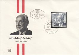 1965 Dr. Adolf Schärf Bundespräsident Österreich 1957-65 FDC