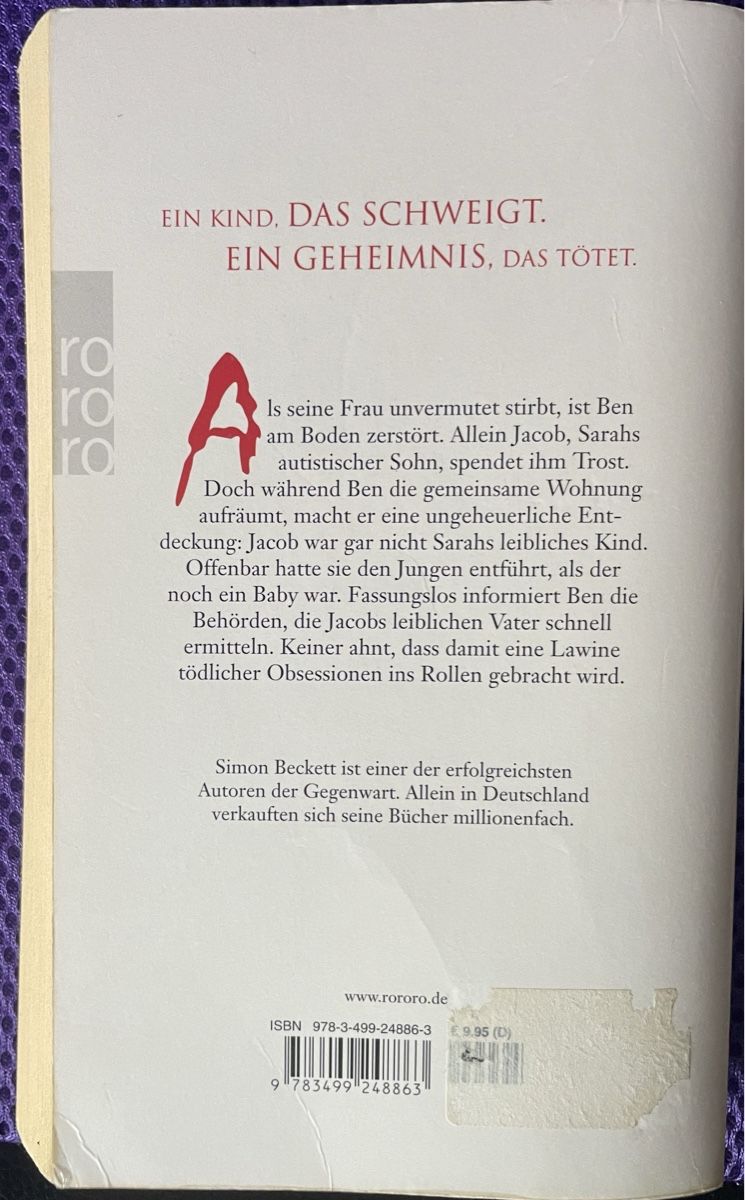 Libri: OBSESSION - SIMON BECKETT - THRILLER - TASCHENBUCH – Usato da Buchs AG venduto da fischli610 1