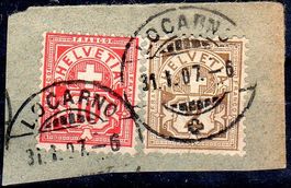 FRAGMENT 2 ZIFFERMUSTER SAUBER GESTEMPELT LOCARNO 1907 -43