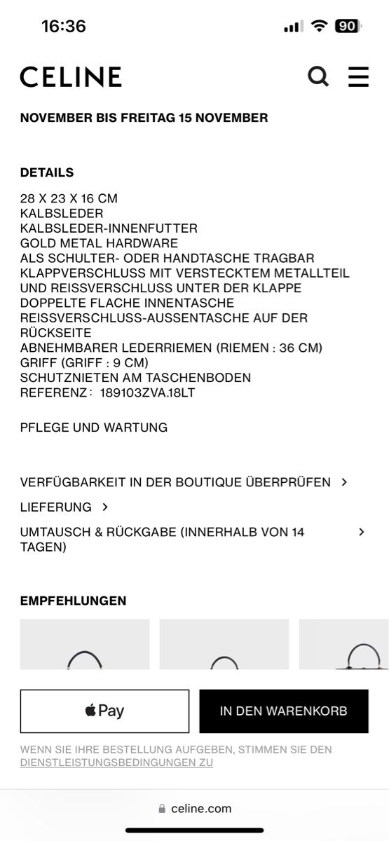 Celine Borse da donna: Celine Belt Bag – Usato da Wetzikon ZH venduto da ALENARA 7