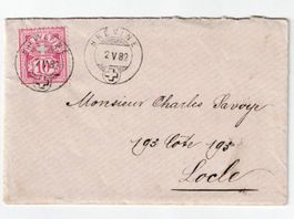 Schweiz, Ziffer 10 C. kl. Brief mit Inhalt, Brévine 2.5.1882