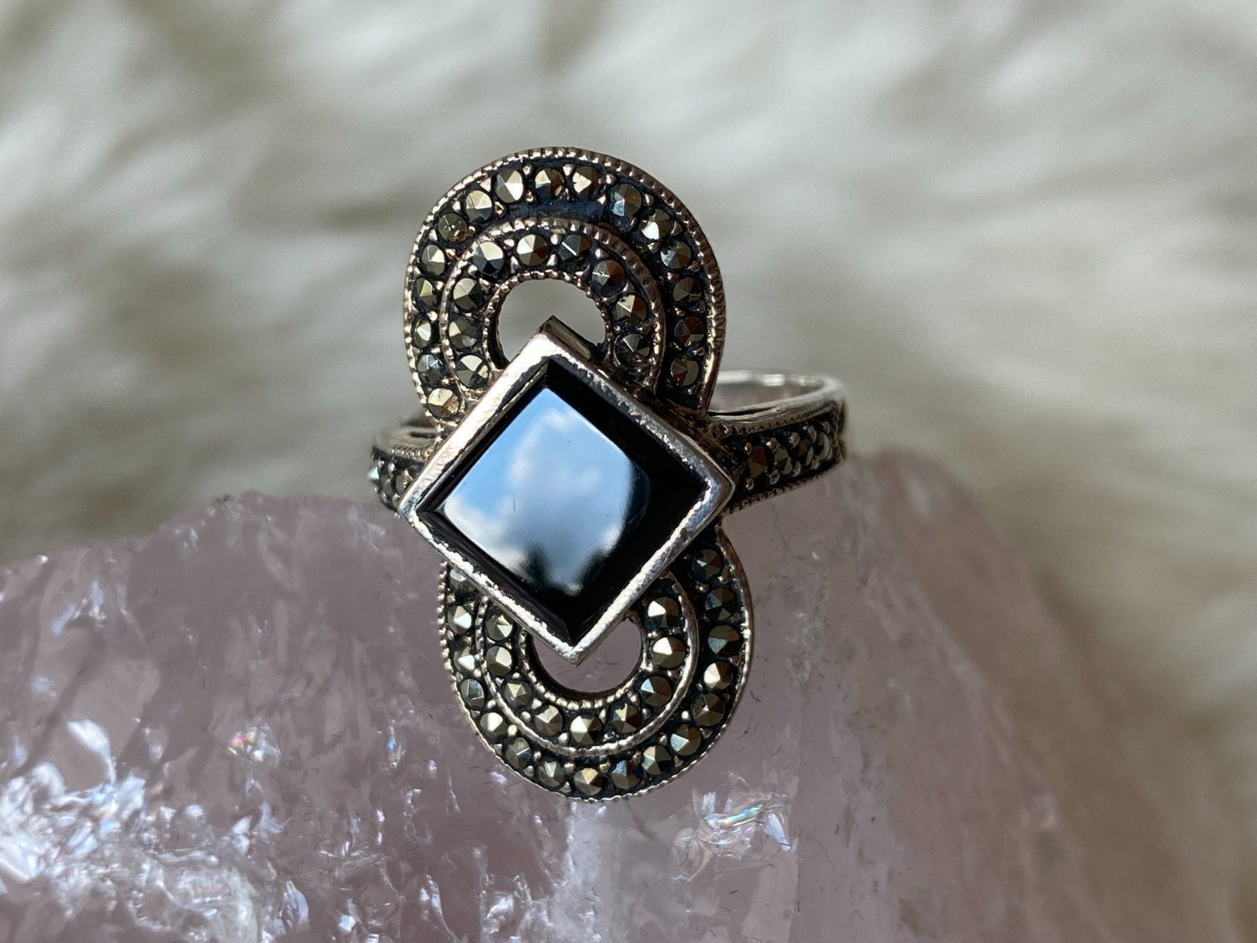 Anelli: Ring Silber 925 mit schwarzem Stein – Usato da Istighofen venduto da Ringparadies