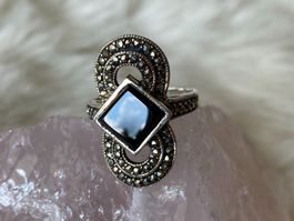 Ring Silber 925 mit schwarzem Stein