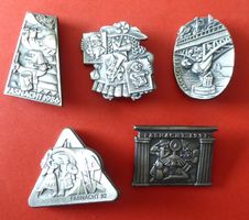 Basler Fasnachtsplaketten Silber mit Nadel 1986,87,89,92,93