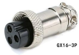 3-pin Metall Stecker-Buchse, GX16, 5 Stk, Fabrikneu