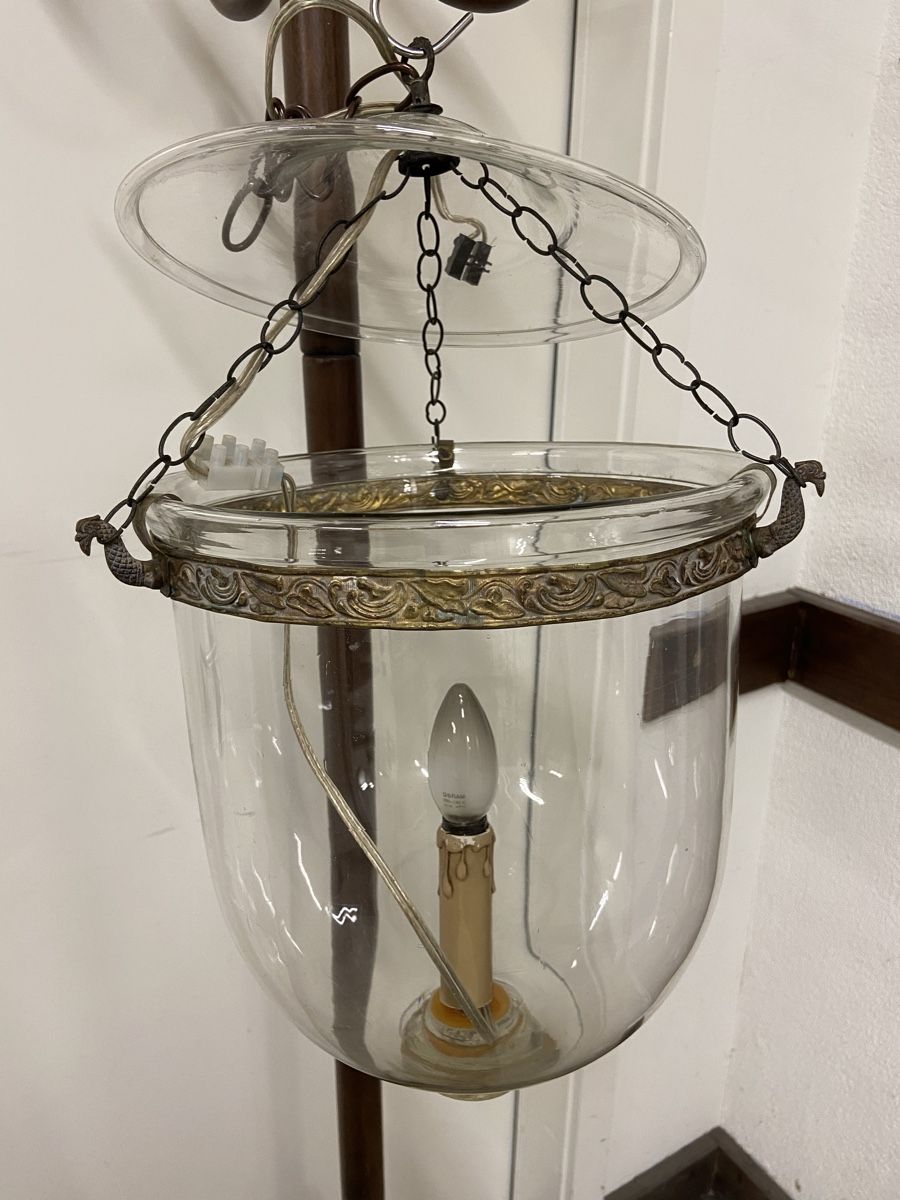 Lampade: Antike  Kolonial Hängelampe, Glas & Messing – Usato da Dietikon venduto da brocki-eyra
