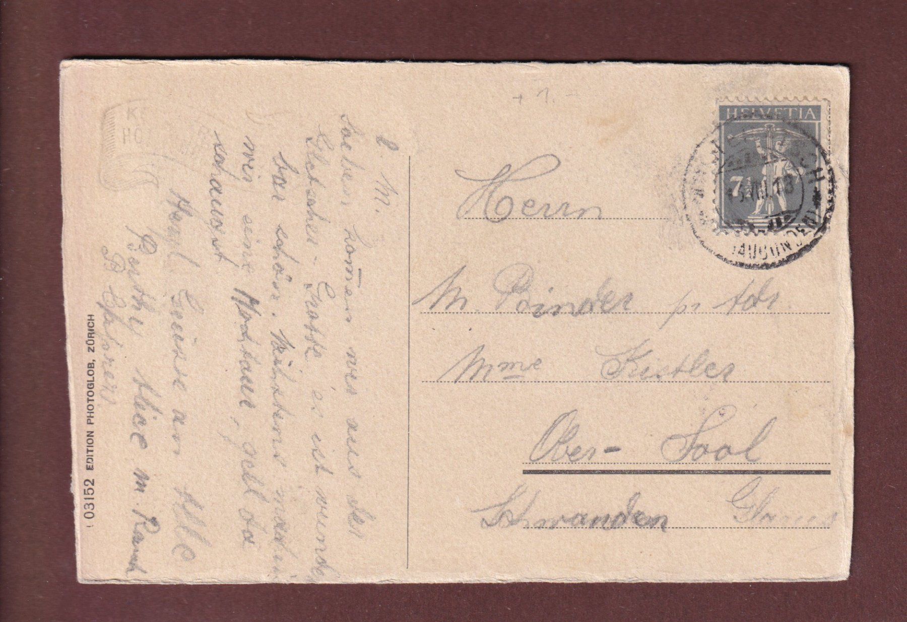 Cartoline postali: MORTERATSCHGLETSCHER - 1918 – Usato da Pully venduto da nicecards-shop 1
