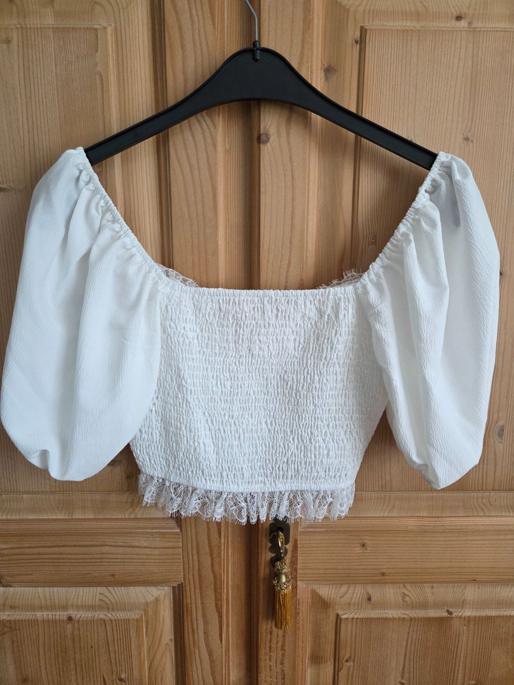 Shein Camicette: Weisses Dirndel-Top mit Spitze, schulterfrei, Grösse S – Nuovo (secondo la descrizione) da Hittnau venduto da SirKahn 1
