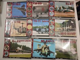 Lot de 9 livres sur avions et hélicoptères Kagero Walkaround