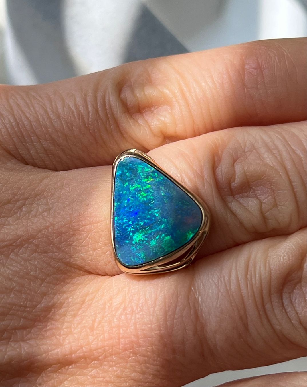 Anelli: Fingerring in 14k Gold mit Opal-Doublet – Nuovo (secondo la descrizione) da Bern venduto da Steinfieber 4