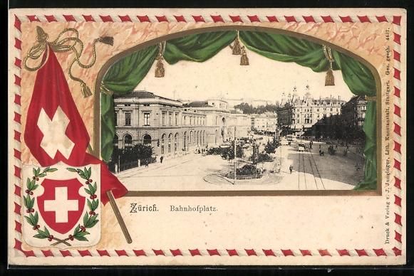 Cartoline postali: Passepartout-Lithographie Zürich, Parti – Usato da Berlin venduto da bartko-reher