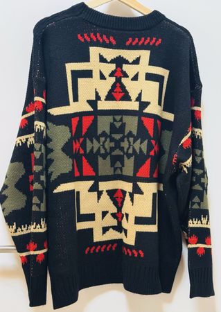 Maglione nuovo nero fantasia geometrica taglia XXL